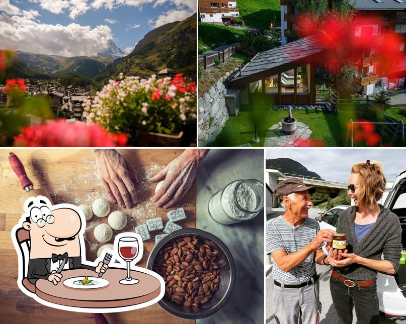Guarda la immagine che raffigura la cibo e esterno di Hotel Bella Vista Zermatt Guarda la immagine che raffigura la cibo e esterno di Hotel Bella Vista Zermatt
