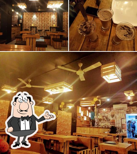 This is the image displaying interior and beer at Wood N Bricks