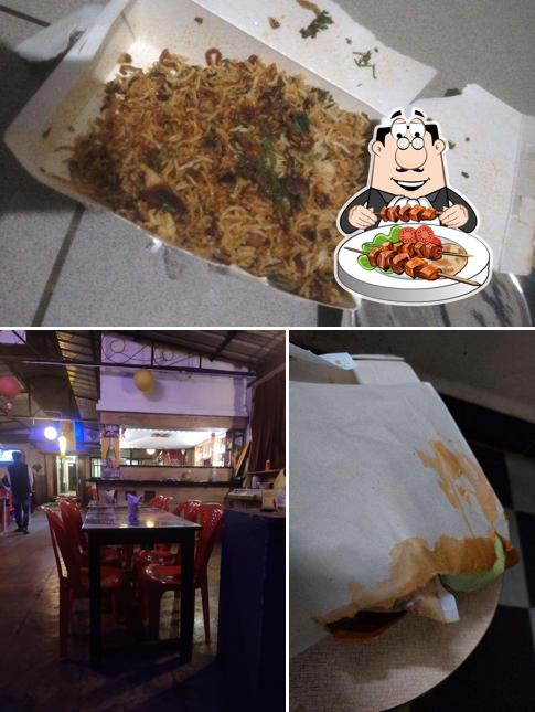The restaurant's food and dining table
