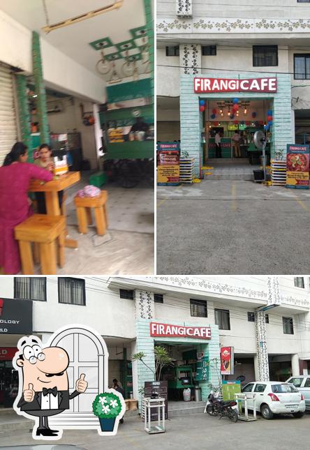 The restaurant's exterior and dining table