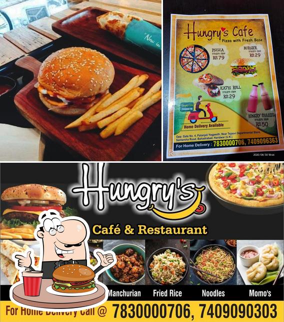 Try out a burger at HUNGRY CAFE