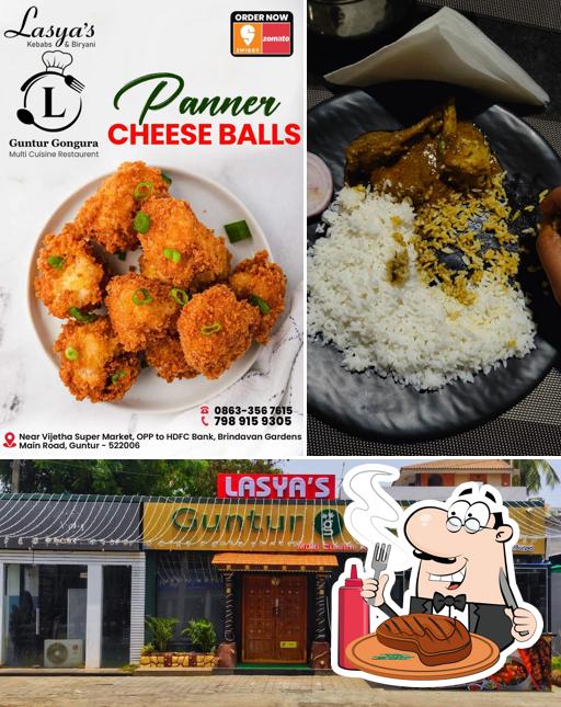 Order meat meals at Lasya's Guntur Gongura