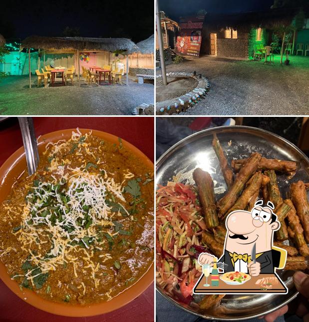 Take a look at the photo displaying food and interior at Hotel Gav shivar