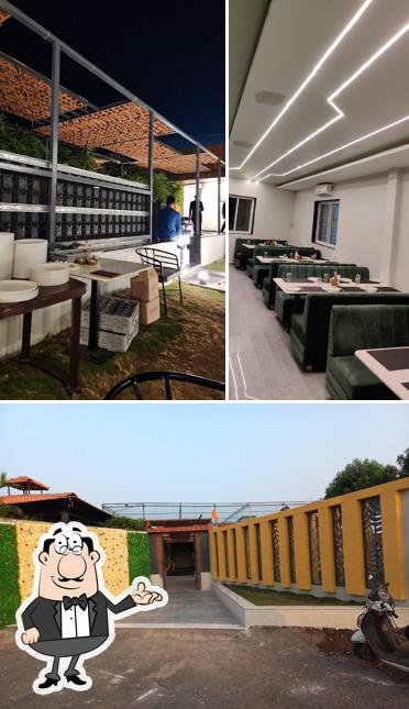 The picture of interior and exterior at Green Field Restaurant