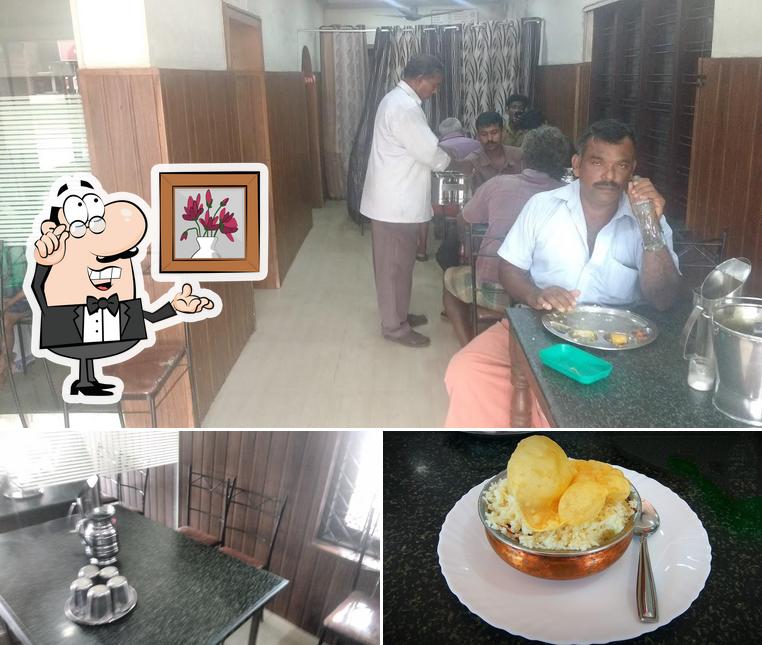 The restaurant's interior and dessert