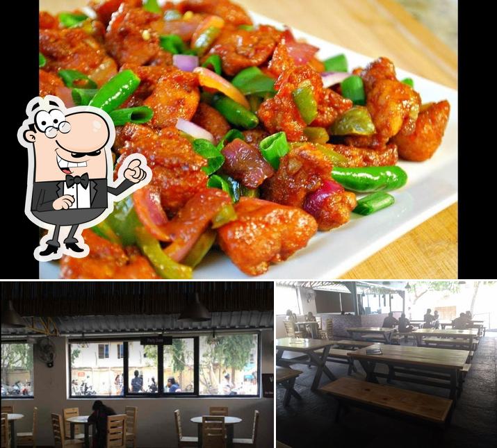 Take a look at the picture displaying interior and food at Chinese Exprezz