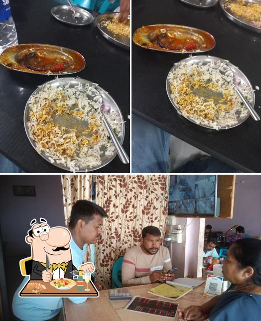 This is the picture showing food and interior at Hotel Sangam Jath