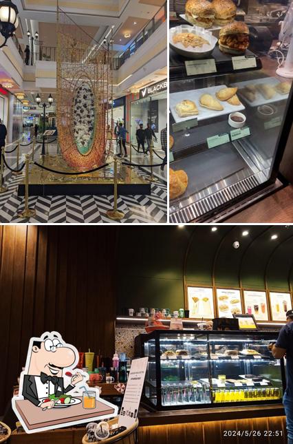 This is the picture depicting food and interior at Starbucks