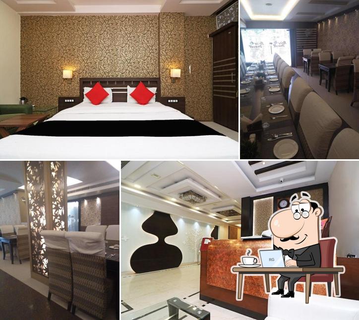 The interior of Hotel Puja Residency and Spicey Daawat Restaurant