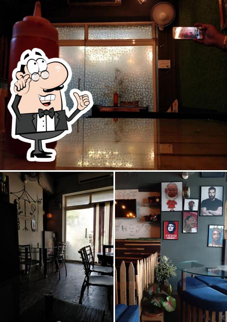 Take a seat at one of the tables at Shivay Cafe