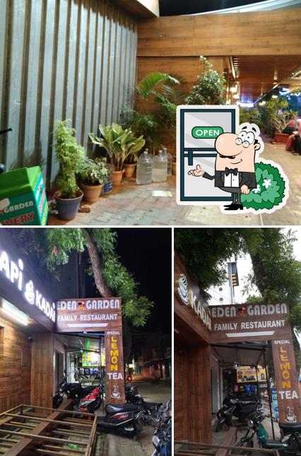 Check out the image displaying exterior and beverage at Eden Garden Restaurant