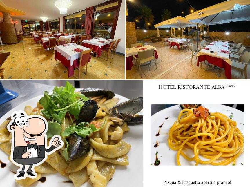 Tra le diverse cose da Ristorante Hotel Alba si possono trovare la interni e cibo