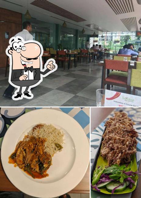 Take a seat at one of the tables at Sambal