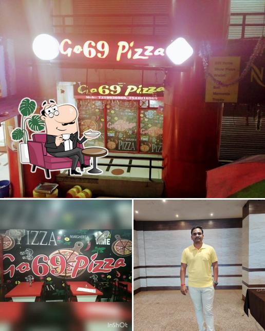 Take a seat at one of the tables at Go 69 Pizza
