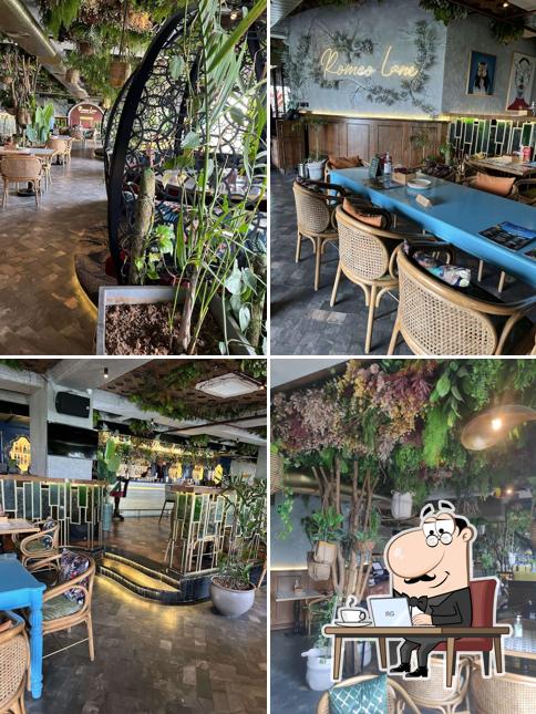 Take a seat at one of the tables at Romeo Lane Lucknow