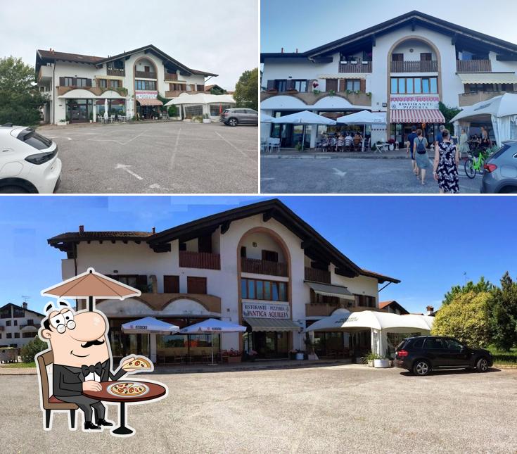 Goditi la vista dall'area esterna di Antica Aquileia ristorante pizzeria