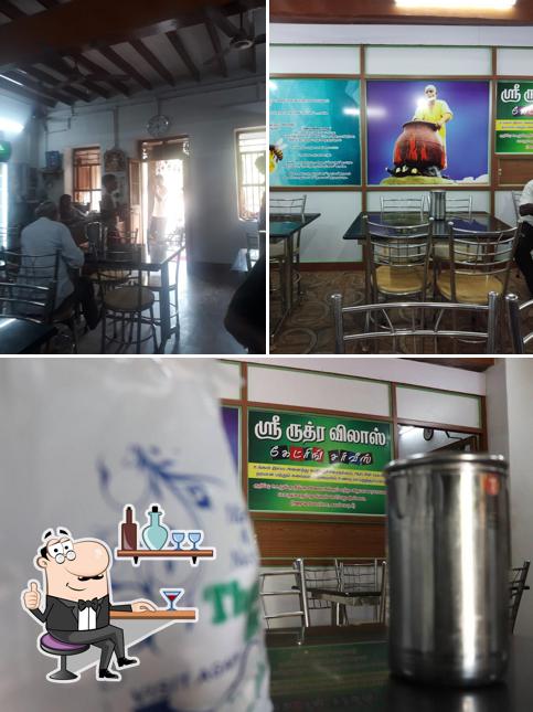 This is the photo showing interior and food at Hotel Sree Ruthra Vilas