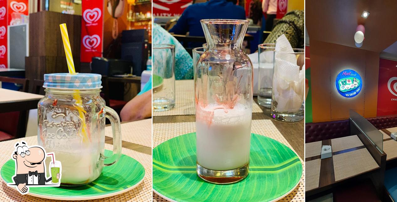 Enjoy a drink at Mint Ice cream cafe