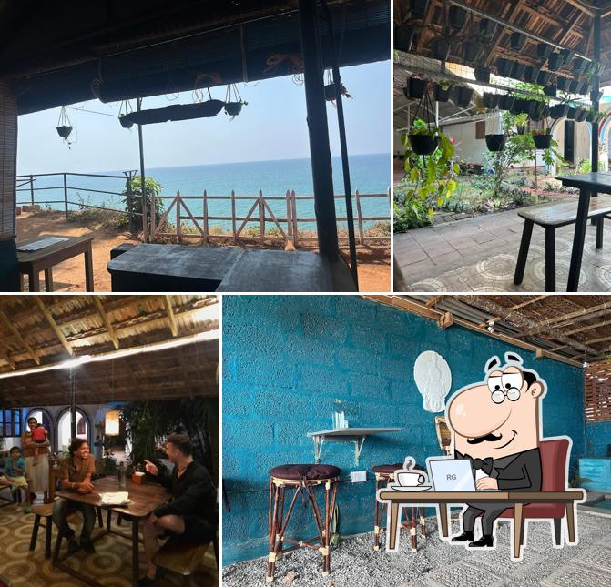 The interior of Aum Cafe Varkala