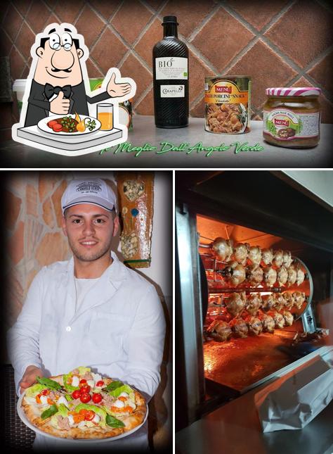Dai un’occhiata alla foto che presenta la cibo e esterno di Pizzeria L' Angolo Verde