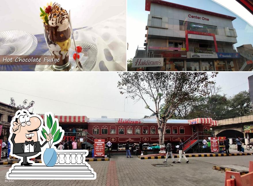 The photo of exterior and dessert at Haldiram's Express
