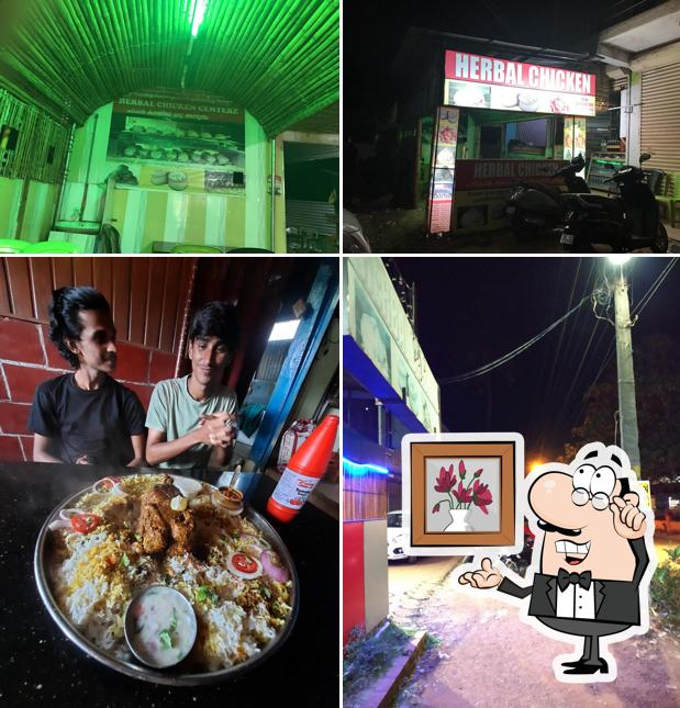 Take a seat at one of the tables at Herbal Chicken, Kasargod