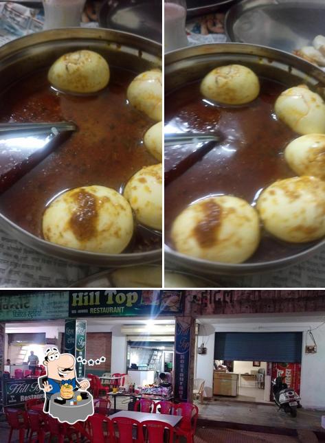 This is the image showing food and interior at Hill Top Restaurant