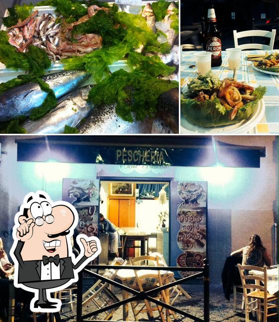 La interni e frutti di mare del ristorante