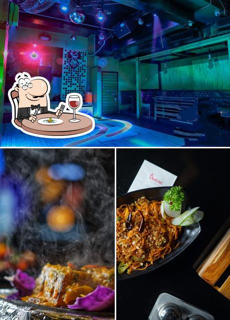 This is the photo showing food and interior at Party Night