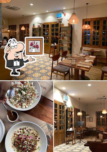 The picture of interior and food at Fabcafe By Fabindia