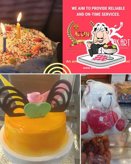 DoraKart Cakes & Bouquets Delivery Service serves a selection of sweet dishes