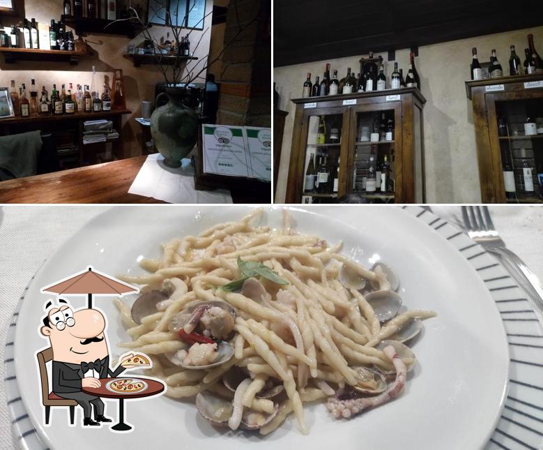 La esterno e cibo del ristorante