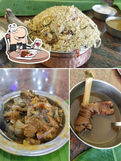 Pick meat meals at Oggrane Dabbi Chandrappa Hotel