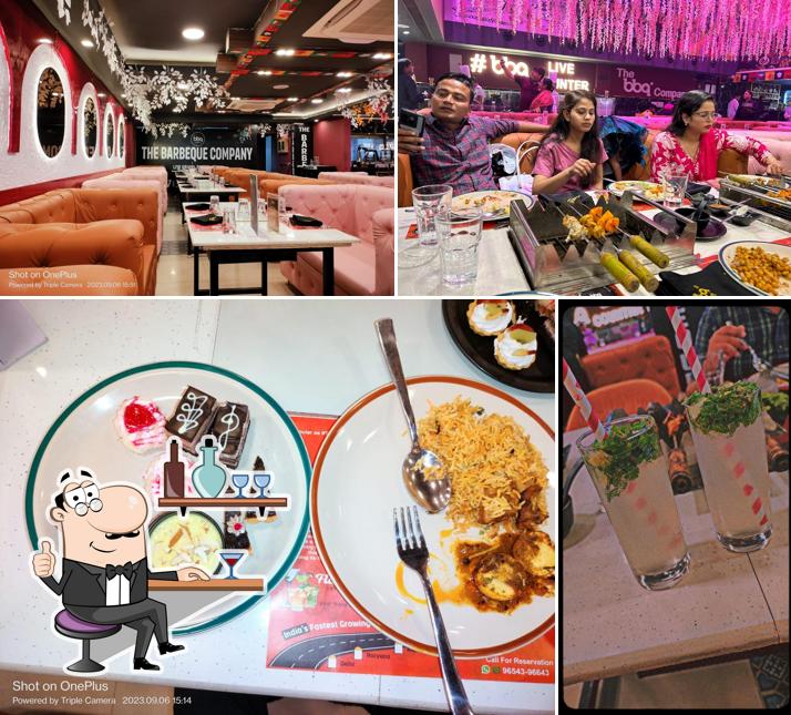 Check out the photo showing interior and food at The barbeque company (KANPUR)