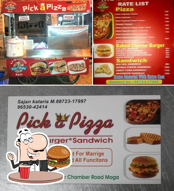 Order a burger at Pick A Pizza