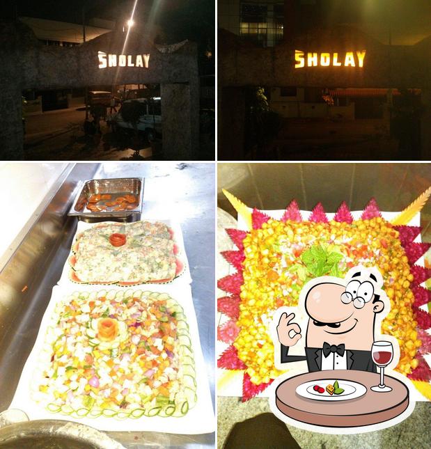 This is the image depicting food and exterior at Sholay