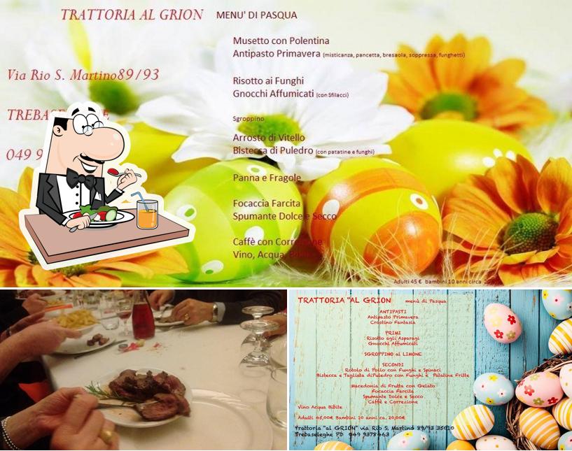 Tra le diverse cose da Grion si possono trovare la cibo e tavolo da pranzo