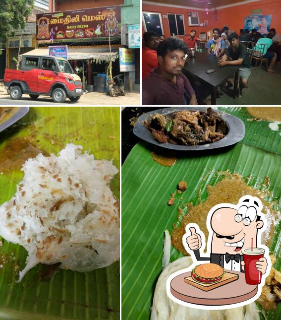 Try out a burger at Mythili Mess