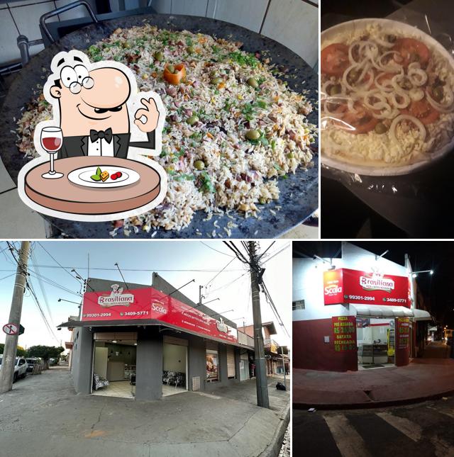 A imagem da comida e exterior a Pizzaria Brasiliana