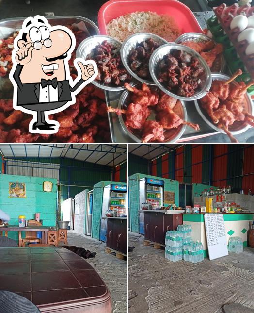 The restaurant's interior and food