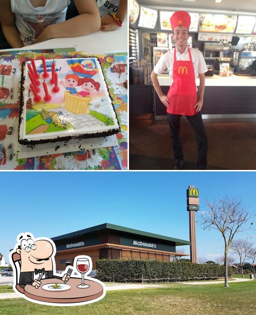 Questa è la foto che mostra la cibo e esterno di McDonald's Roma Parchi Colombo