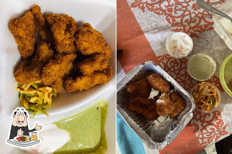 Food at Mk Machhi Kukkad-best barbecue -crunchy fish-best restaurant in town