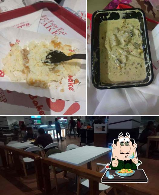 Take a look at the picture depicting food and interior at Bake N Shake