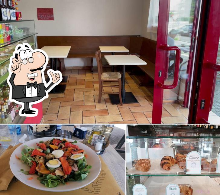 Questa è la immagine che mostra la interni e cibo di Bar Bome