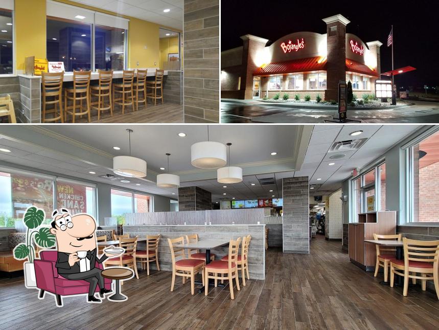 Take a look at the image depicting interior and food at Bojangles