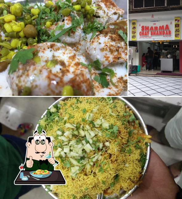 Take a look at the picture showing food and interior at Sharma Chaat Bhandar