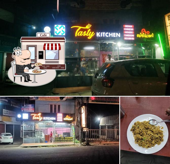 Take a look at the photo showing exterior and food at Tasty Kitchen