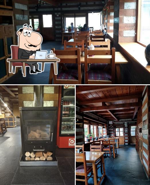 The interior of Pizza Olive manali