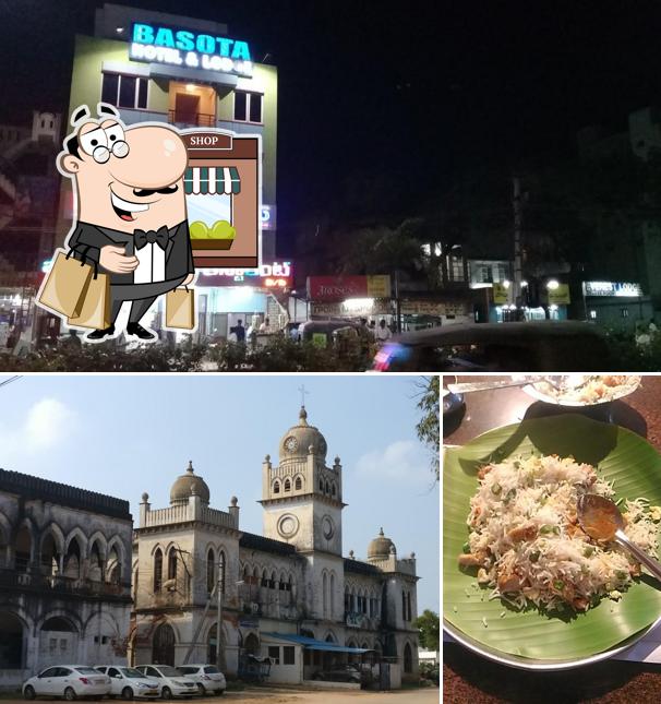 Among different things one can find exterior and food at Hotel Basota Multicuisine Family Restaurant & Lodge