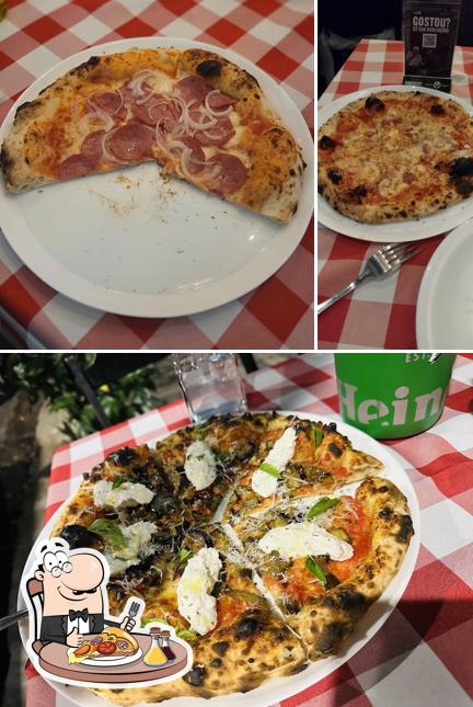 Escolha pizza no Popolare Pizza Lourdes